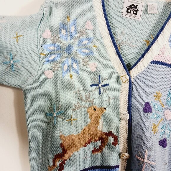 Storybook Knits Hand Knits Holiday Christmas Novelty Cardigan Medium, Heavy Knit - Picture 7 of 16